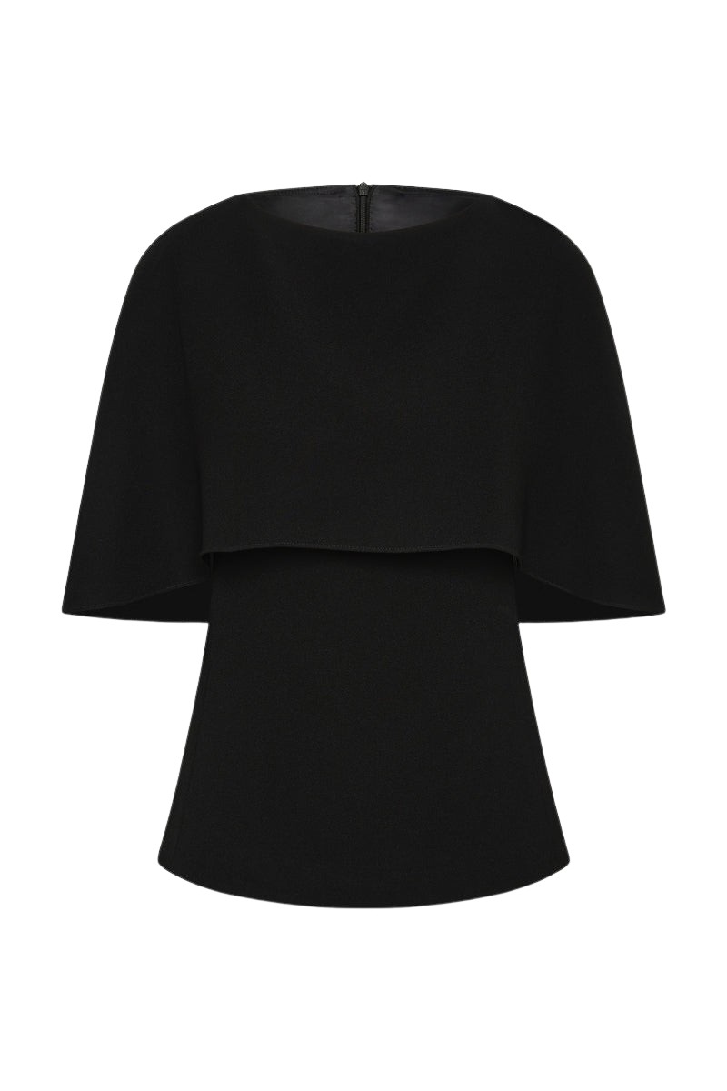 Carla Zampatti Black Crepe Cape Top