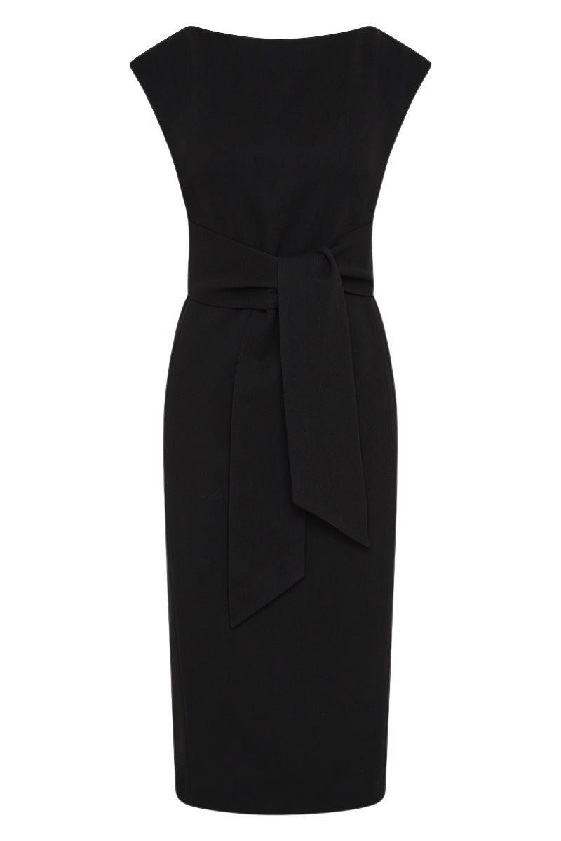 Carla Zampatti Black Crepe Tie Front Dress