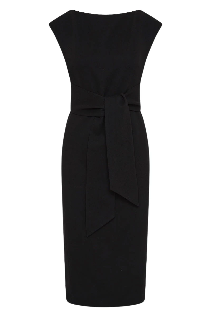 Carla-Zampatti-Black-Crepe-Tie-Front-Dress70056_nobg Carla Zampatti Dresses