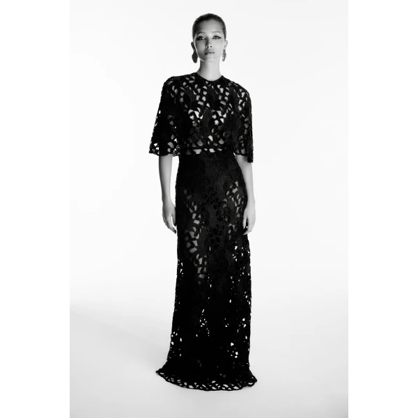 Carla Zampatti Black Embroidered Velvet Gown, view 5