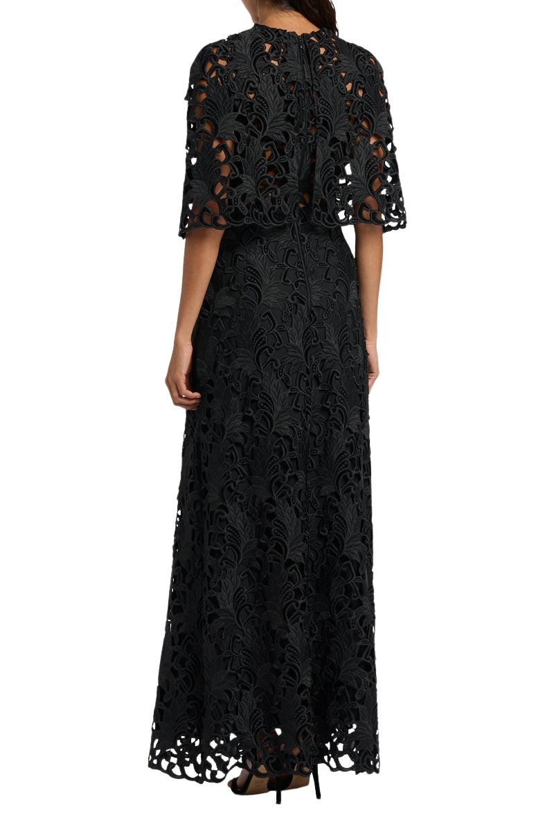 Carla Zampatti Black Embroidered Velvet Gown