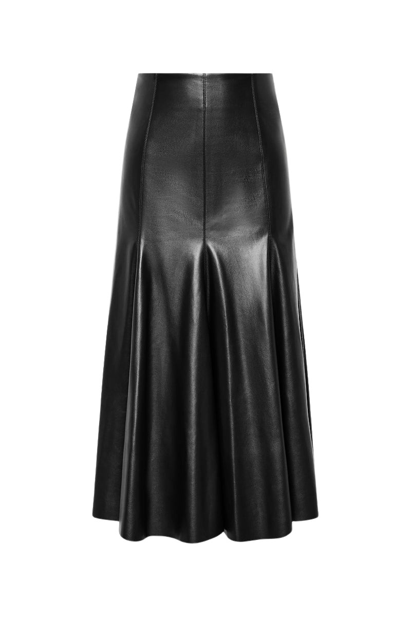 Carla Zampatti Black Faux Leather Flounce Skirt