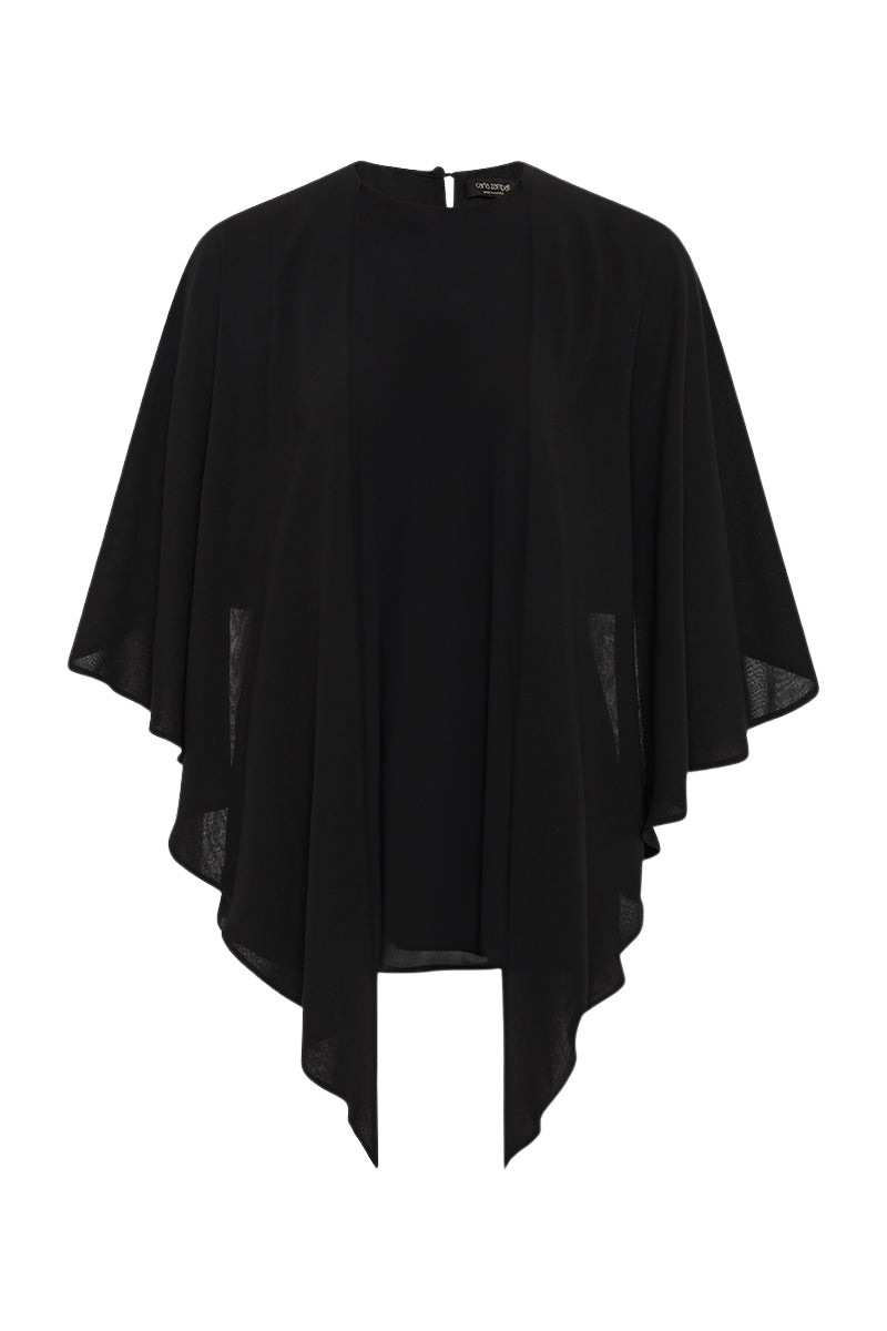 Carla Zampatti Black Georgette Cascata Top