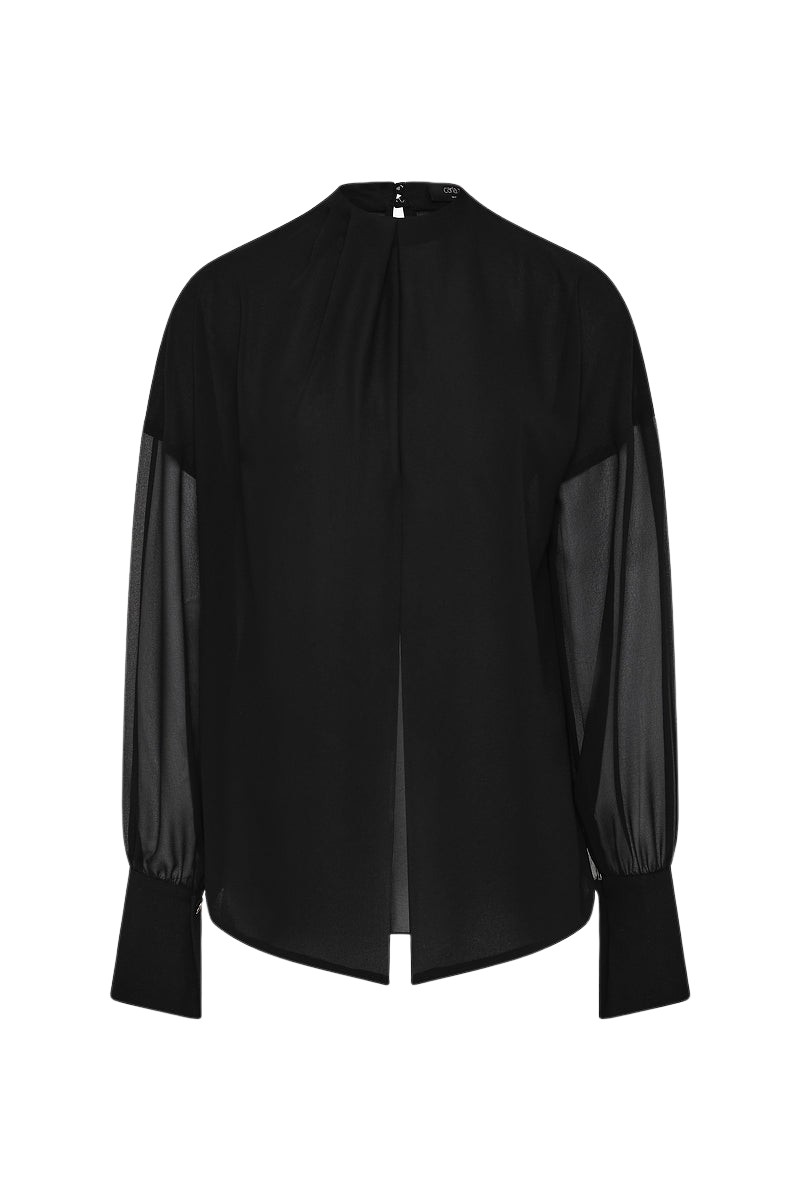 Carla Zampatti Black Georgette Drop Sleeve Blouse