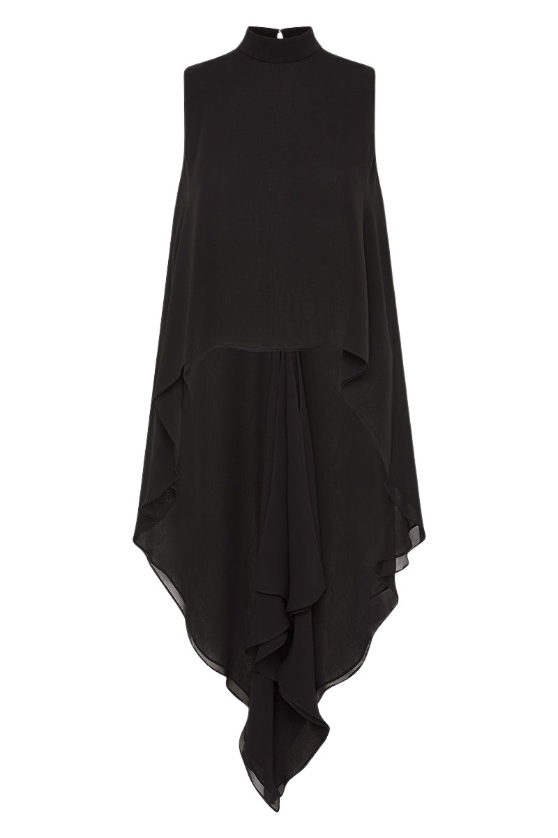 Carla Zampatti Black Georgette Fluted Tunic