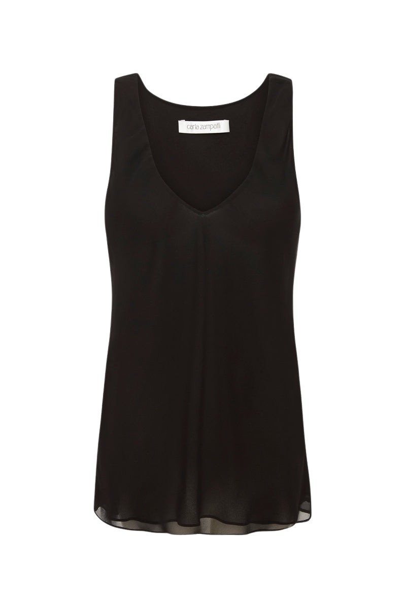 Carla Zampatti Black Georgette Scoop Cami