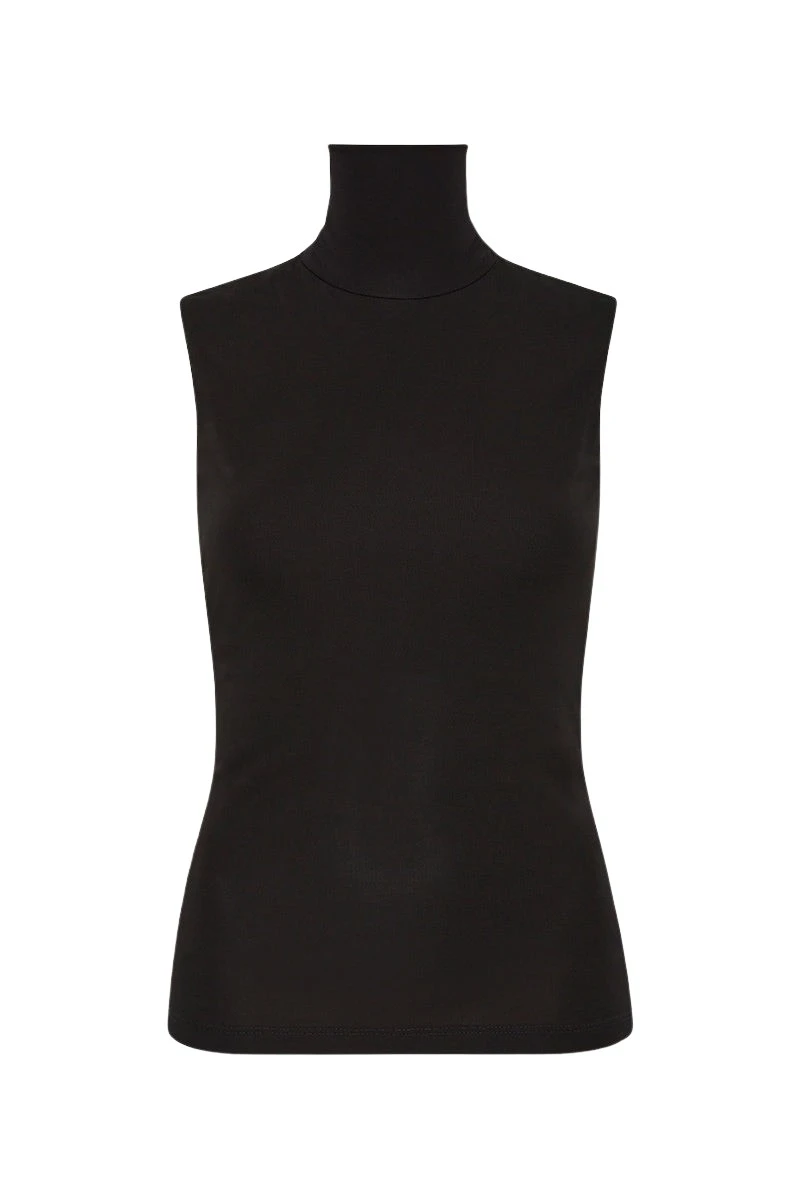 Carla-Zampatti-Black-Matte-Cuore-Jersey-Polo86311_nobg Carla Zampatti Tops