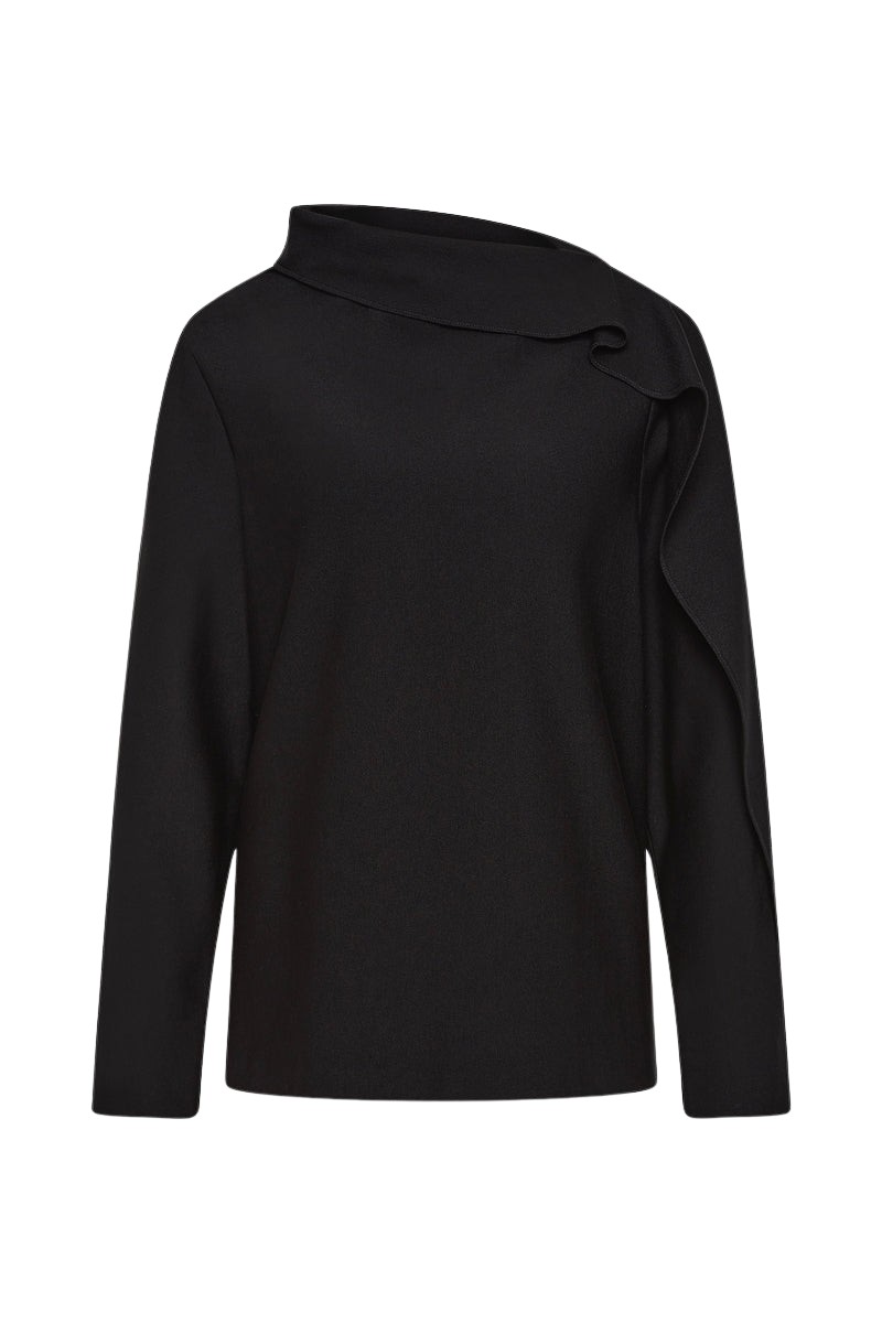 Carla Zampatti Black Ponte Shoulder Detail Top