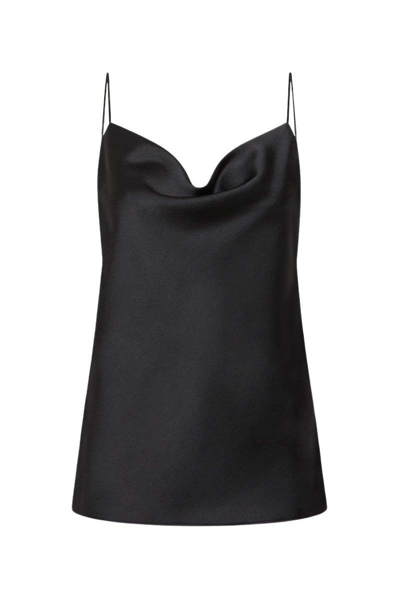 Carla Zampatti Black Satin Cowl Neck Cami