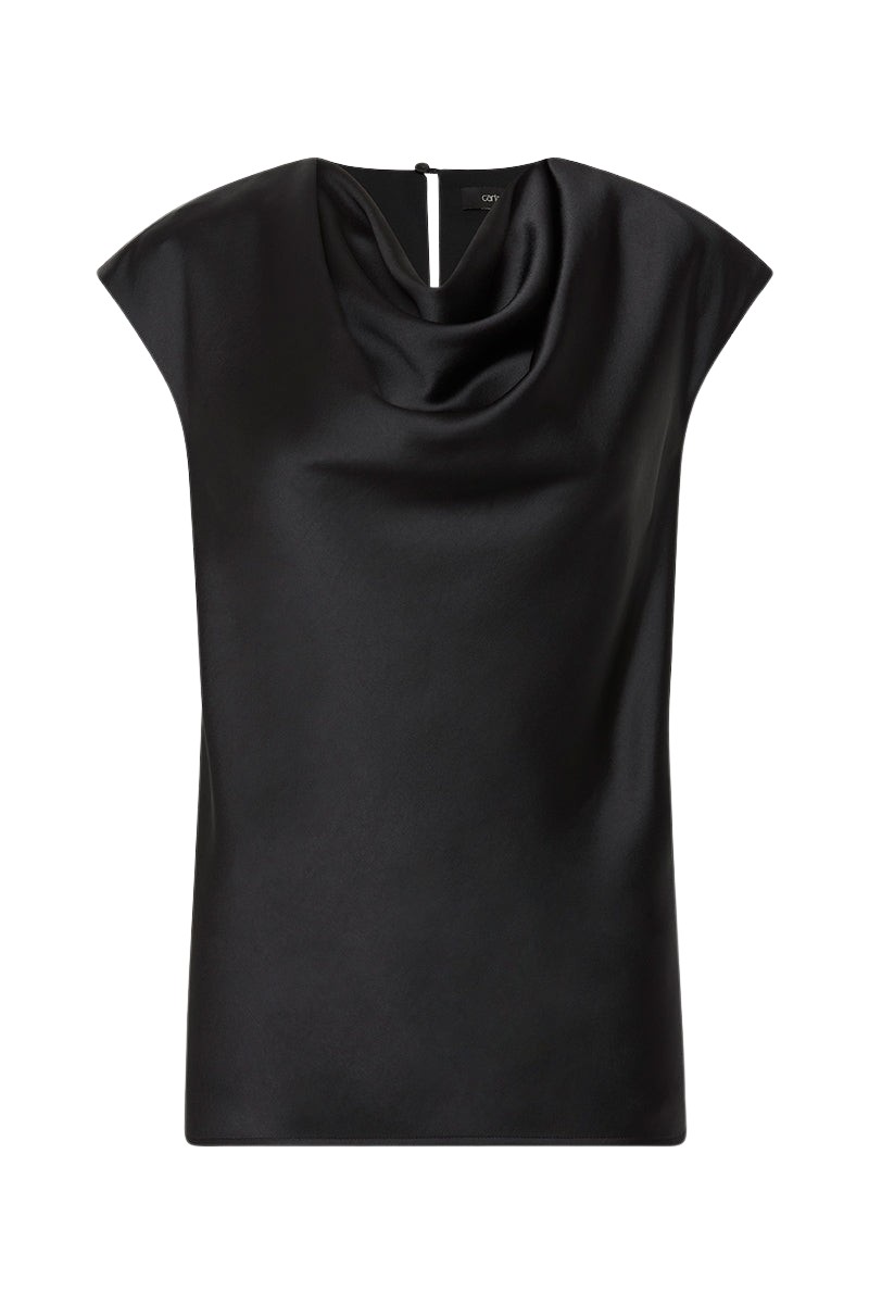 Carla Zampatti Black Satin Cowl Neck Top