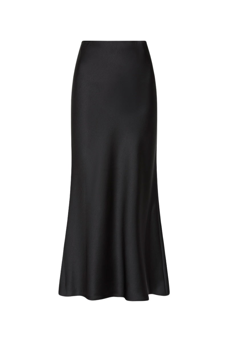 Carla Zampatti Black Satin Midi Skirt