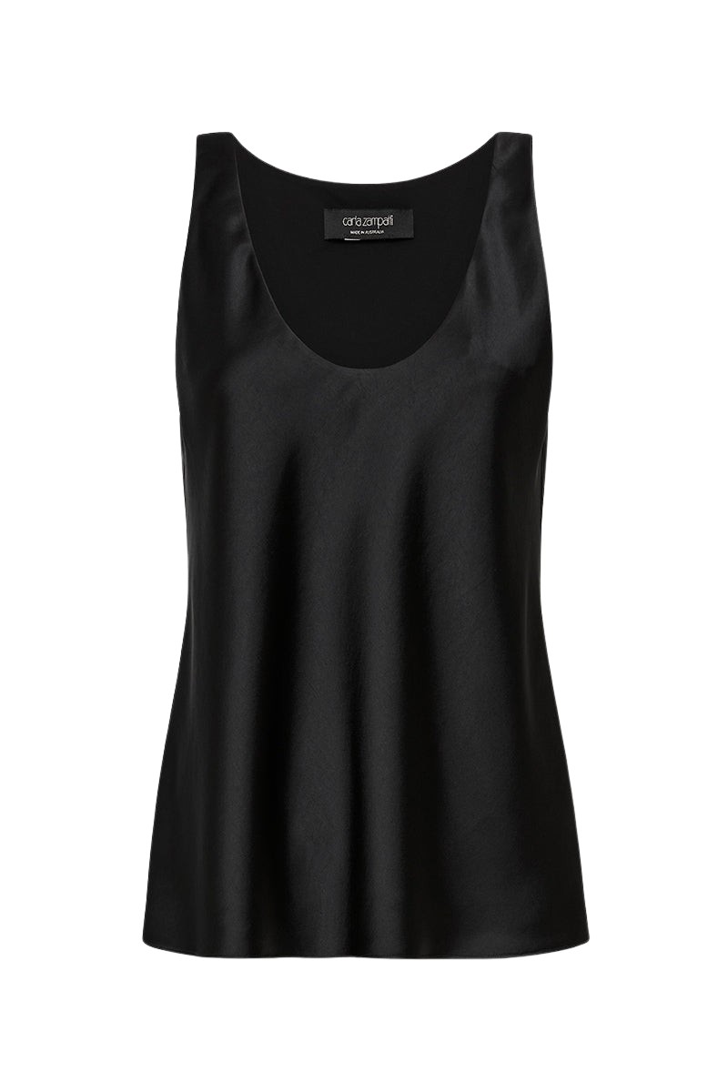 Carla Zampatti Black Satin Scoop Cami