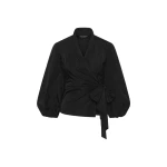Carla-Zampatti-Black-Taffeta-Puff-Sleeve-Wrap-Top80203_nobg Carla Zampatti Tops