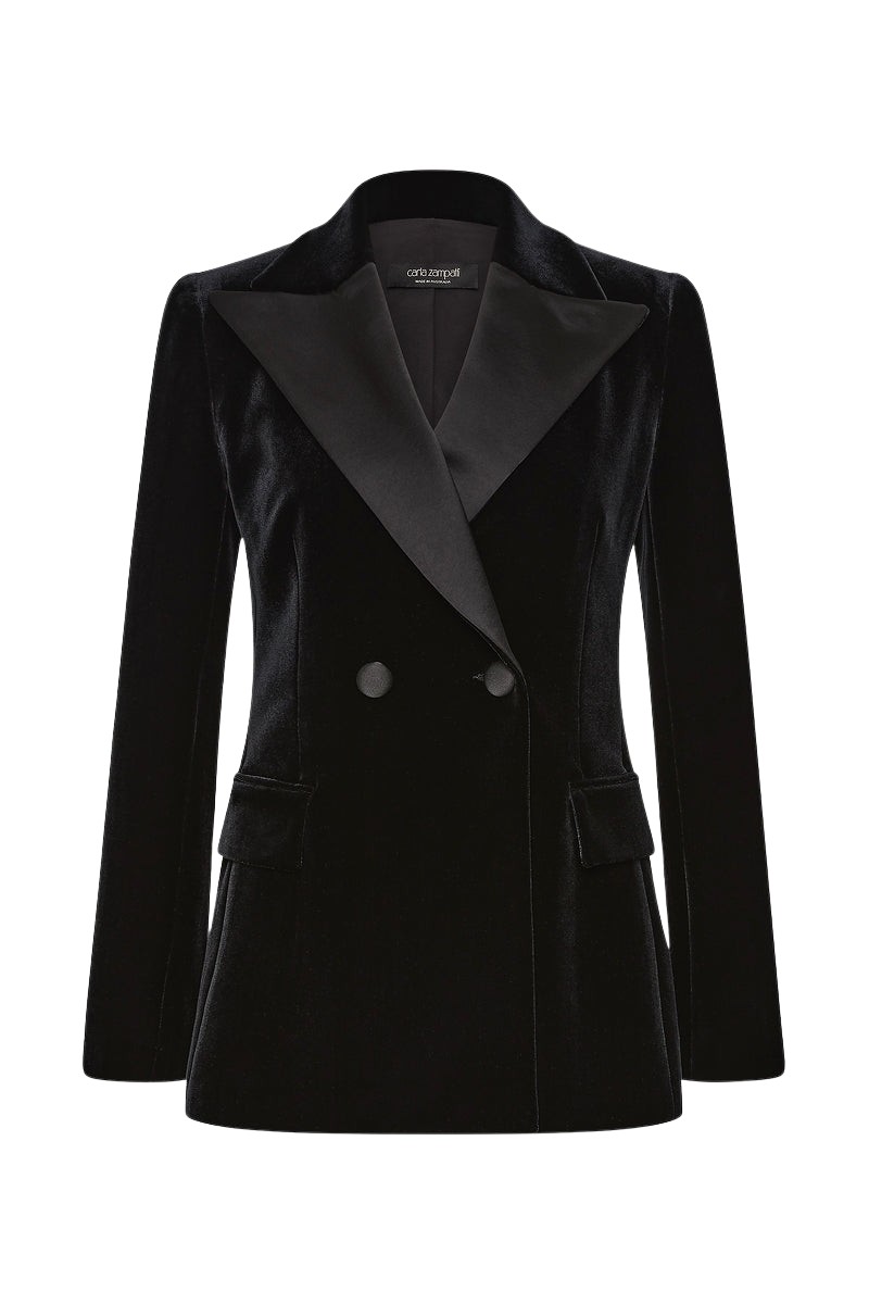 Carla Zampatti Black Velvet Tuxedo Jacket