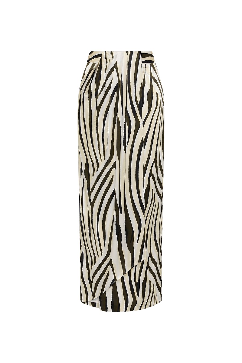 Carla Zampatti Bold Stripe Print Tucked Maxi Skirt