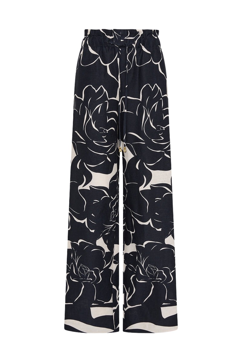Carla Zampatti Celestial Petals Linen Tie Waist Pant