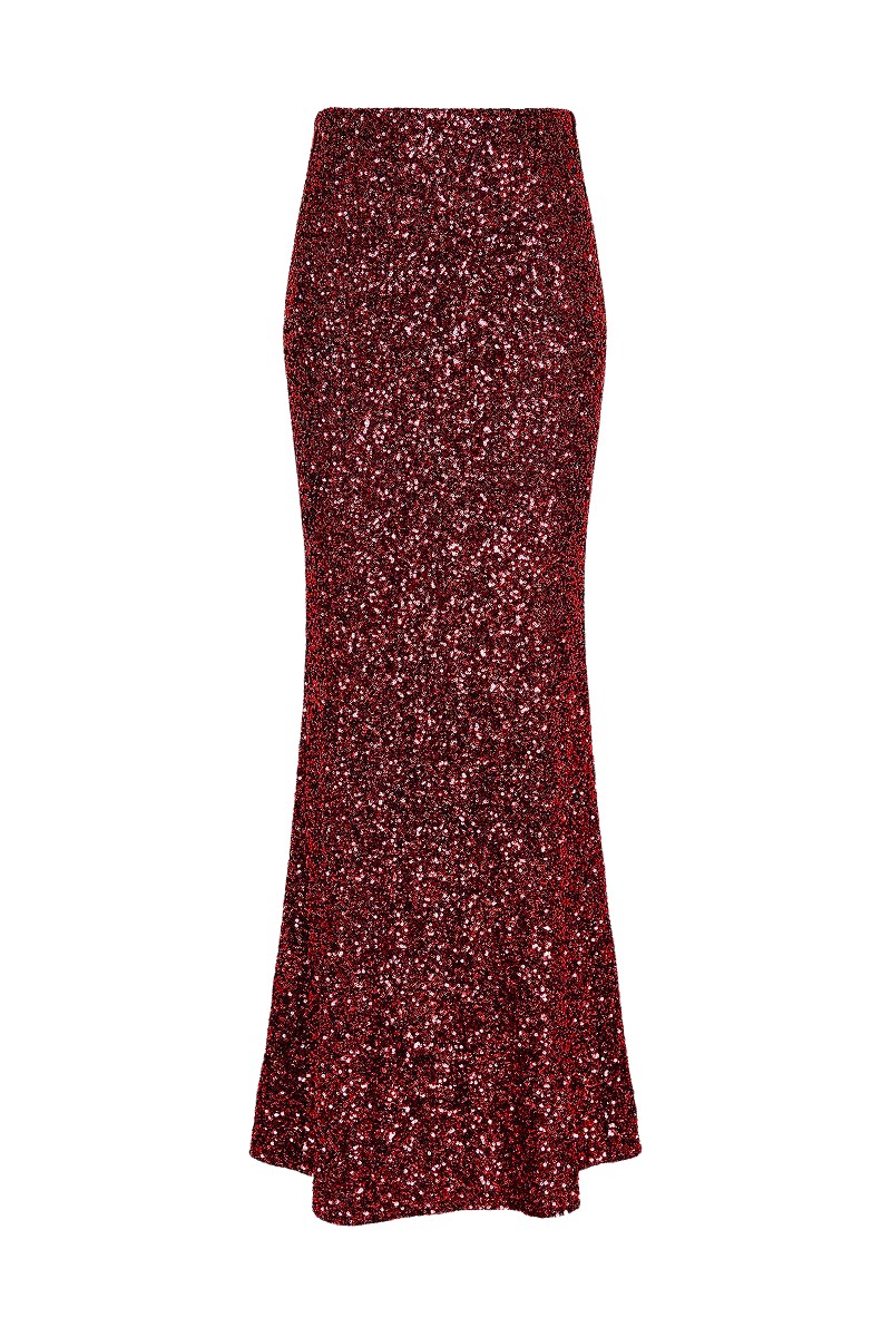 Carla Zampatti Cherry Crushed Sequin Column Skirt