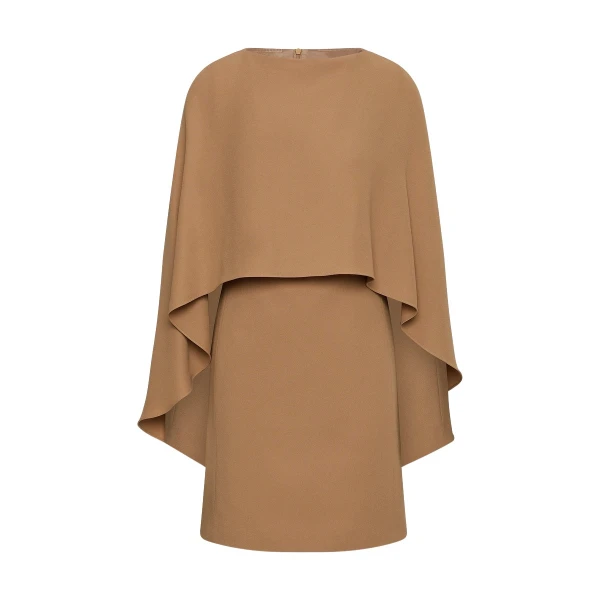 Cinnamon Crepe Cape Mini Dress