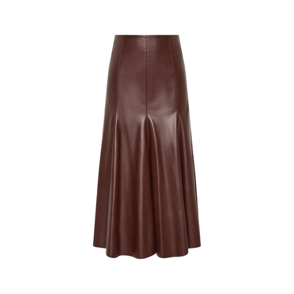 Cocoa Faux Leather Flounce Skirt