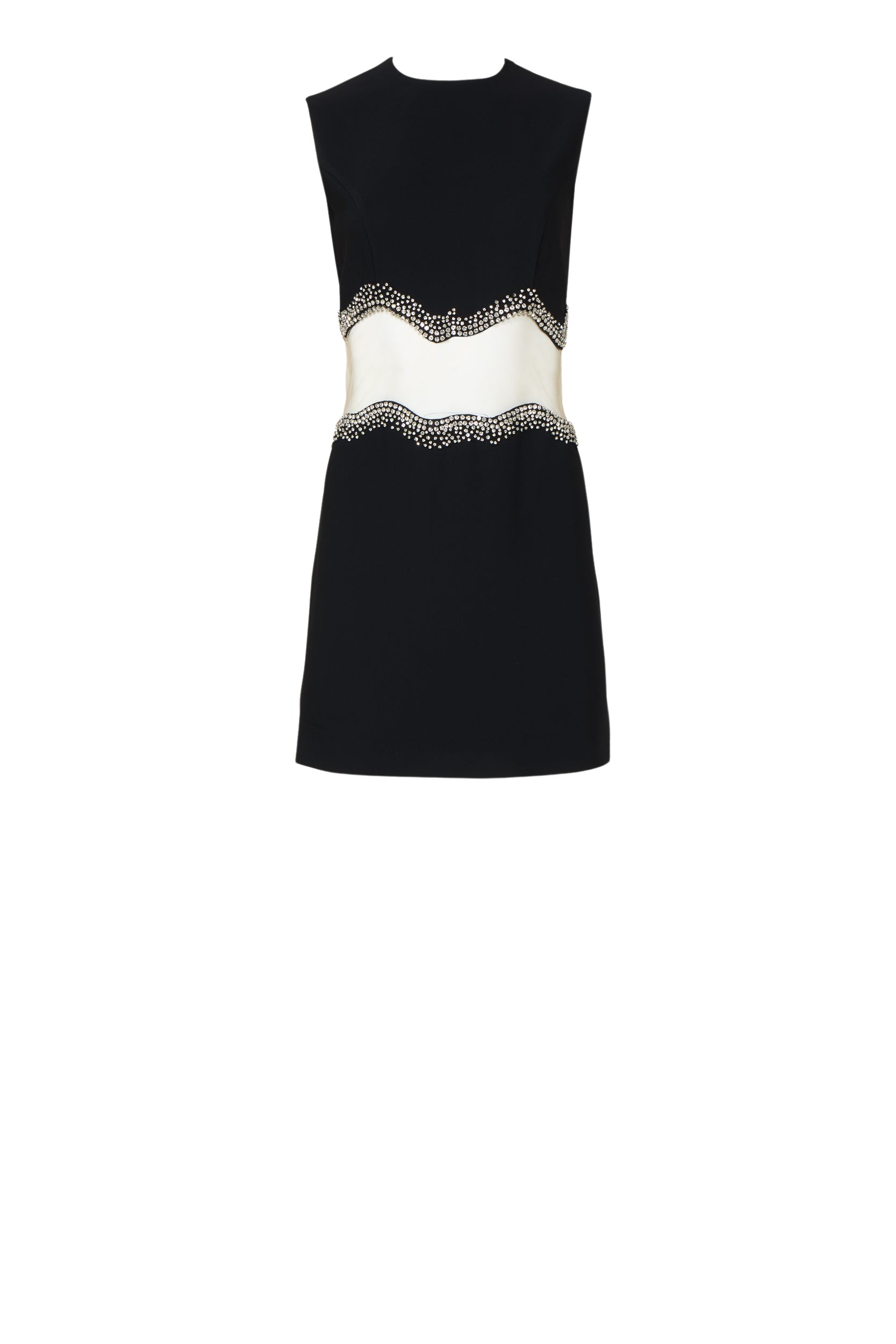 Costarellos Fayna Crepe Crystal Wave Mini Dress