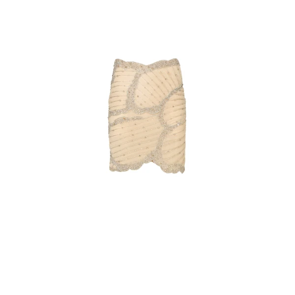 Odine Crystal Silk Georgette Mini Skirt