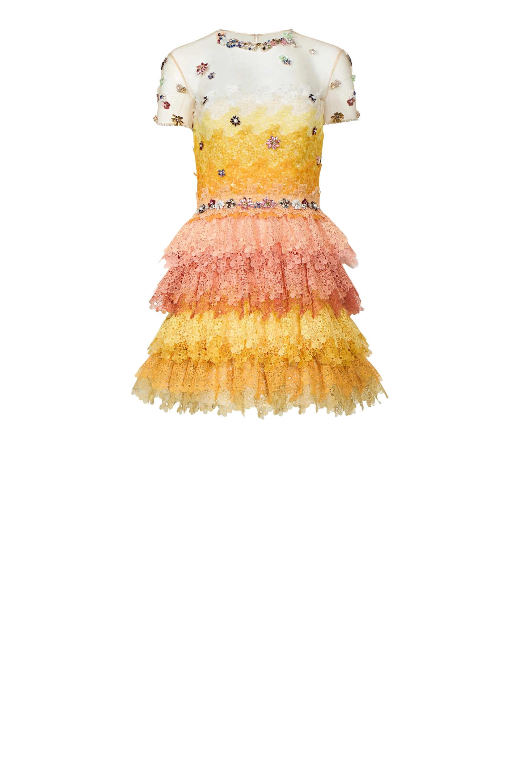 Costarellos-Orielle-Gossamer-Lace-Ombre-Tiered-Mini-Dress-Dresses-Coveti26990_nobg Costarellos Dresses - Romantic Greek Lace - Shop at Coveti
