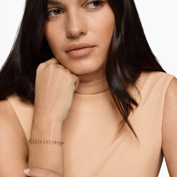 4.7mm in Pink – front view of authentic Tennis Bracelets at Coveti|David Yurman Bezel Set Tennis Bracelet in 18K Yellow Gold with Pink Tourmalines