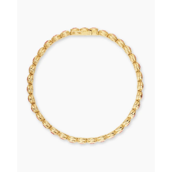 David Yurman Bezel Set Tennis Bracelet in 18K Yellow Gold with Pink Tourmalines, 4.7mm, view 3