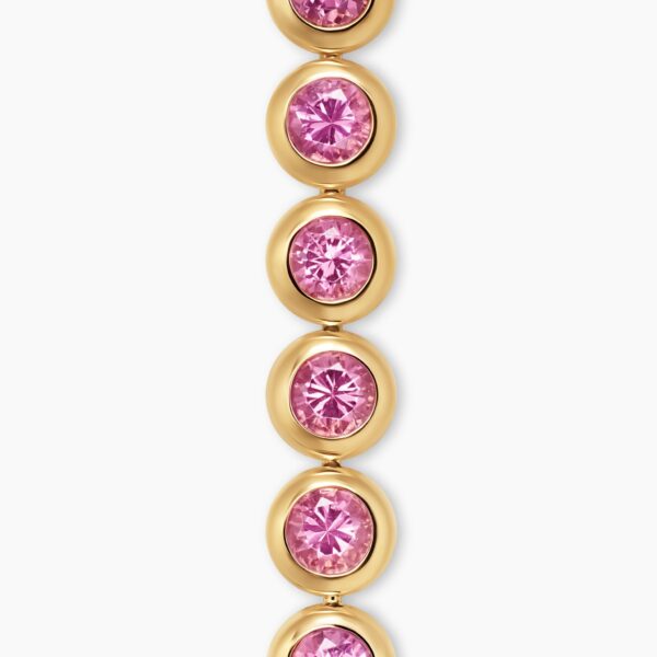 on-model styling shot|David Yurman Bezel Set Tennis Bracelet in 18K Yellow Gold with Pink Tourmalines