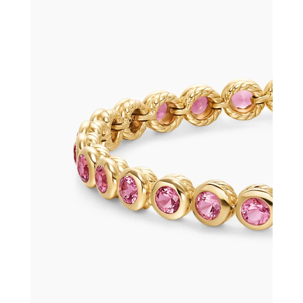 David Yurman Bezel Set Tennis Bracelet in 18K Yellow Gold with Pink Tourmalines, 4.7mm, view 5