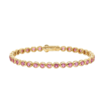David Yurman Bezel Set Tennis Bracelet in 18K Yellow Gold with Pink Tourmalines