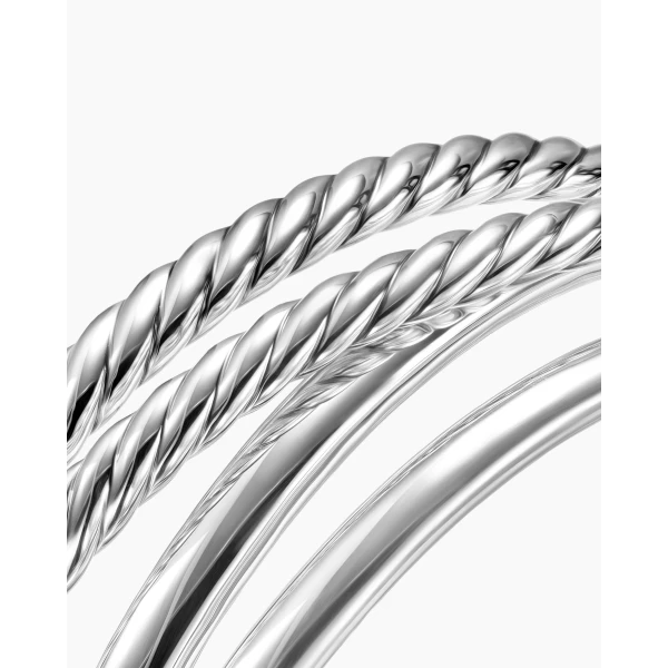 David Yurman Bold Crossover Multi Row Cuff Bracelet in Sterling Silver, 24.4mm, view 5