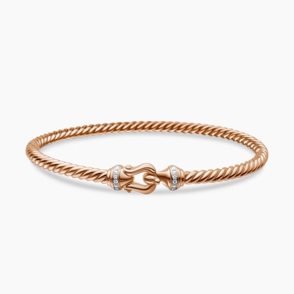 on-model styling shot|David Yurman Buckle Cablespira® Bracelet in 18K Rose Gold with Diamonds