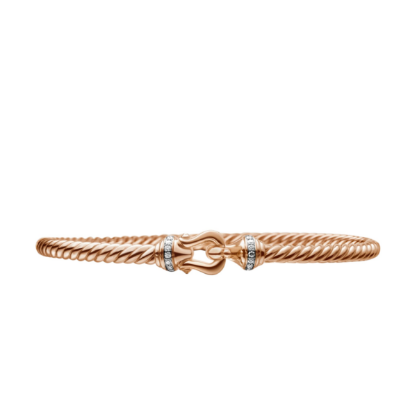 David Yurman Buckle Cablespira® Bracelet in 18K Rose Gold with Diamonds