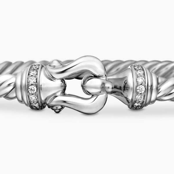 signature twisted-helix detail|David Yurman Buckle Cablespira® Bracelet in 18K White Gold with Diamonds