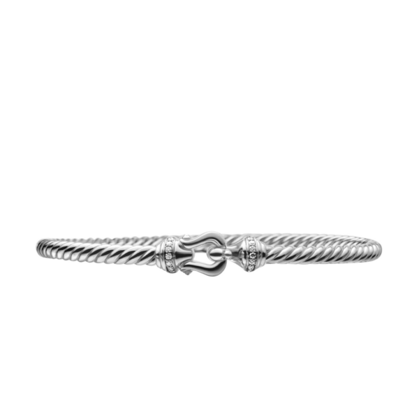 David Yurman Buckle Cablespira® Bracelet in 18K White Gold with Diamonds
