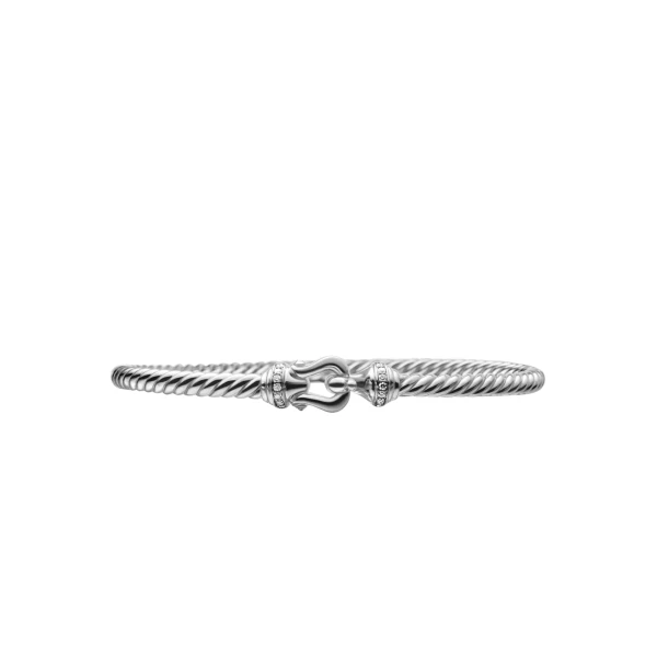 Buckle Cablespira® Bracelet in 18K White Gold with Diamonds, 3.5mm