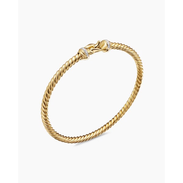 David Yurman Buckle Cablespira® Bracelet in 18K Yellow Gold with Diamonds, 3.5mm, view 3
