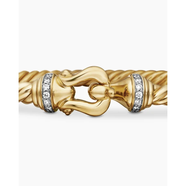 David Yurman Buckle Cablespira® Bracelet in 18K Yellow Gold with Diamonds, 3.5mm, view 6