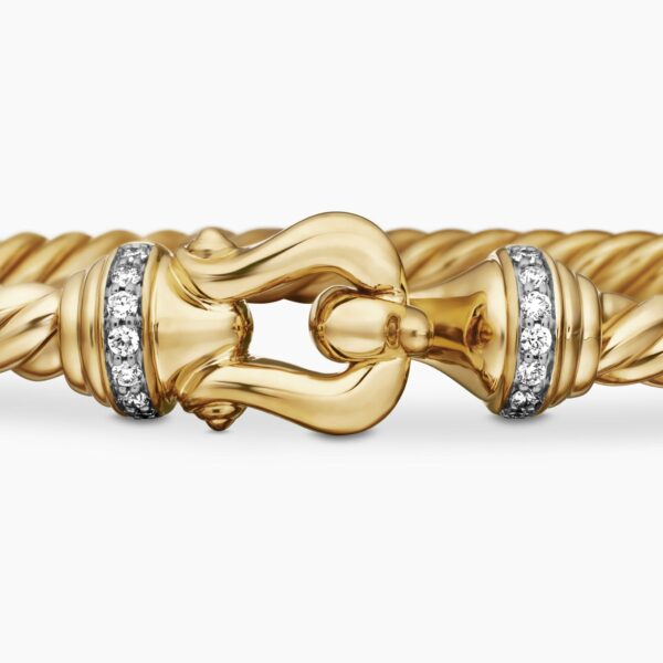 signature twisted-helix detail|David Yurman Buckle Cablespira® Bracelet in 18K Yellow Gold with Diamonds