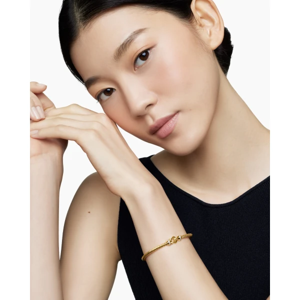 David Yurman Buckle Cablespira® Bracelet in 18K Yellow Gold with Diamonds, 3.5mm, view 7