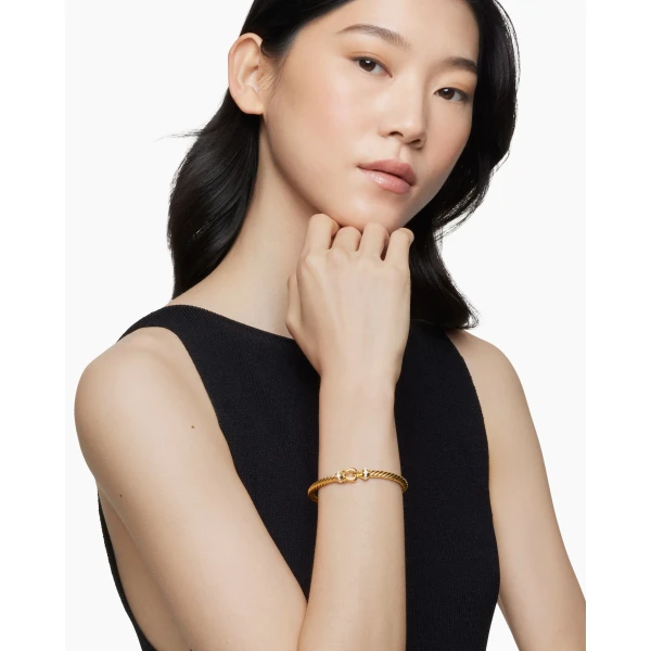 David Yurman Buckle Cablespira® Bracelet in 18K Yellow Gold with Diamonds, 5mm, view 2