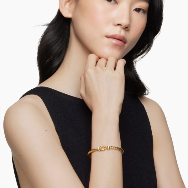 5mm in Gold – front view of authentic Cable Bracelets at Coveti|David Yurman Buckle Cablespira® Bracelet in 18K Yellow Gold with Diamonds