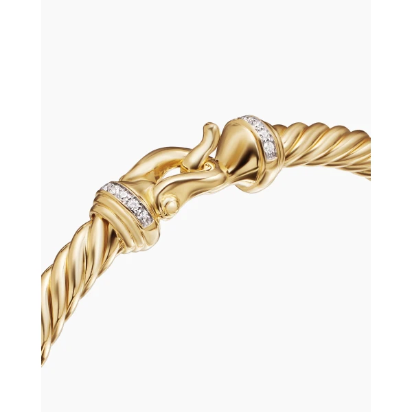 David Yurman Buckle Cablespira® Bracelet in 18K Yellow Gold with Diamonds, 5mm, view 5