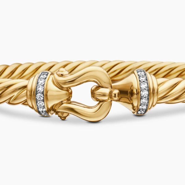 signature twisted-helix detail|David Yurman Buckle Cablespira® Bracelet in 18K Yellow Gold with Diamonds