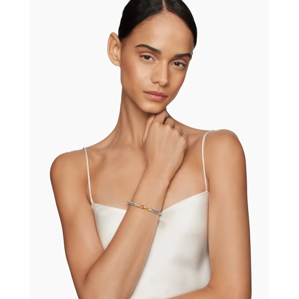 David Yurman Buckle Classic Cable Bracelet in Sterling Silver with 14K Yellow Gold, 5mm, view 2