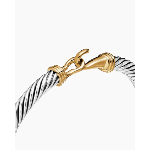 David Yurman Buckle Classic Cable Bracelet in Sterling Silver with 14K Yellow Gold, 5mm, view 5
