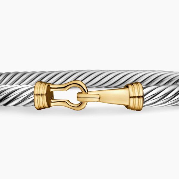 signature twisted-helix detail|David Yurman Buckle Classic Cable Bracelet in Sterling Silver with 14K Yellow Gold