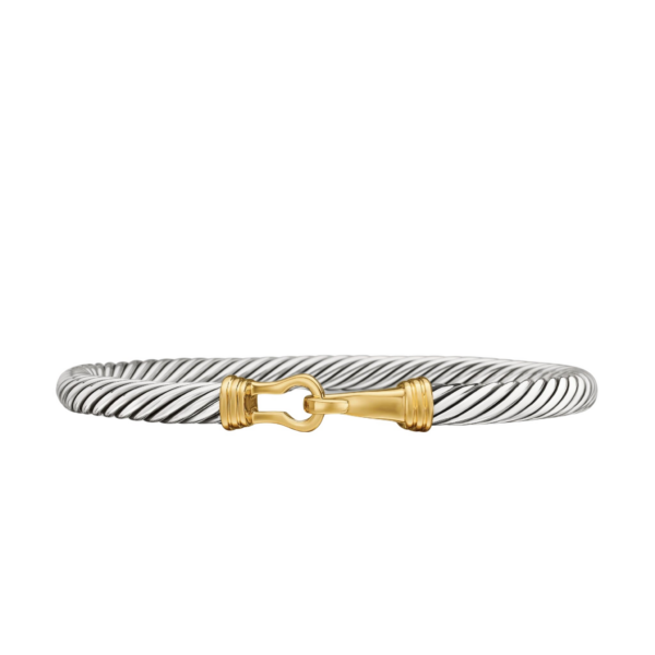David Yurman Buckle Classic Cable Bracelet in Sterling Silver with 14K Yellow Gold