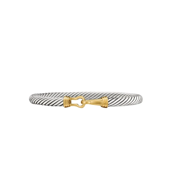 David Yurman Buckle Classic Cable Bracelet in Sterling Silver with 14K Yellow Gold